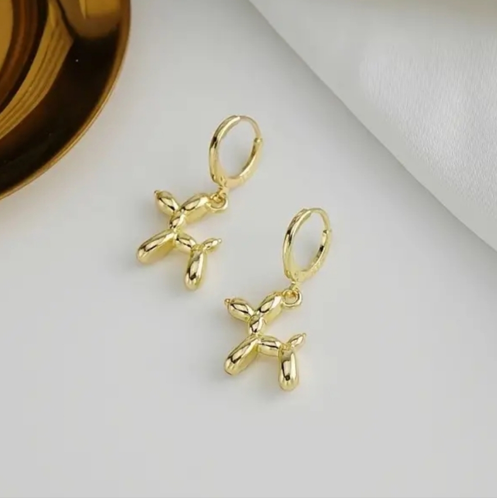 Elegant Gold Balloon Dog Earrings